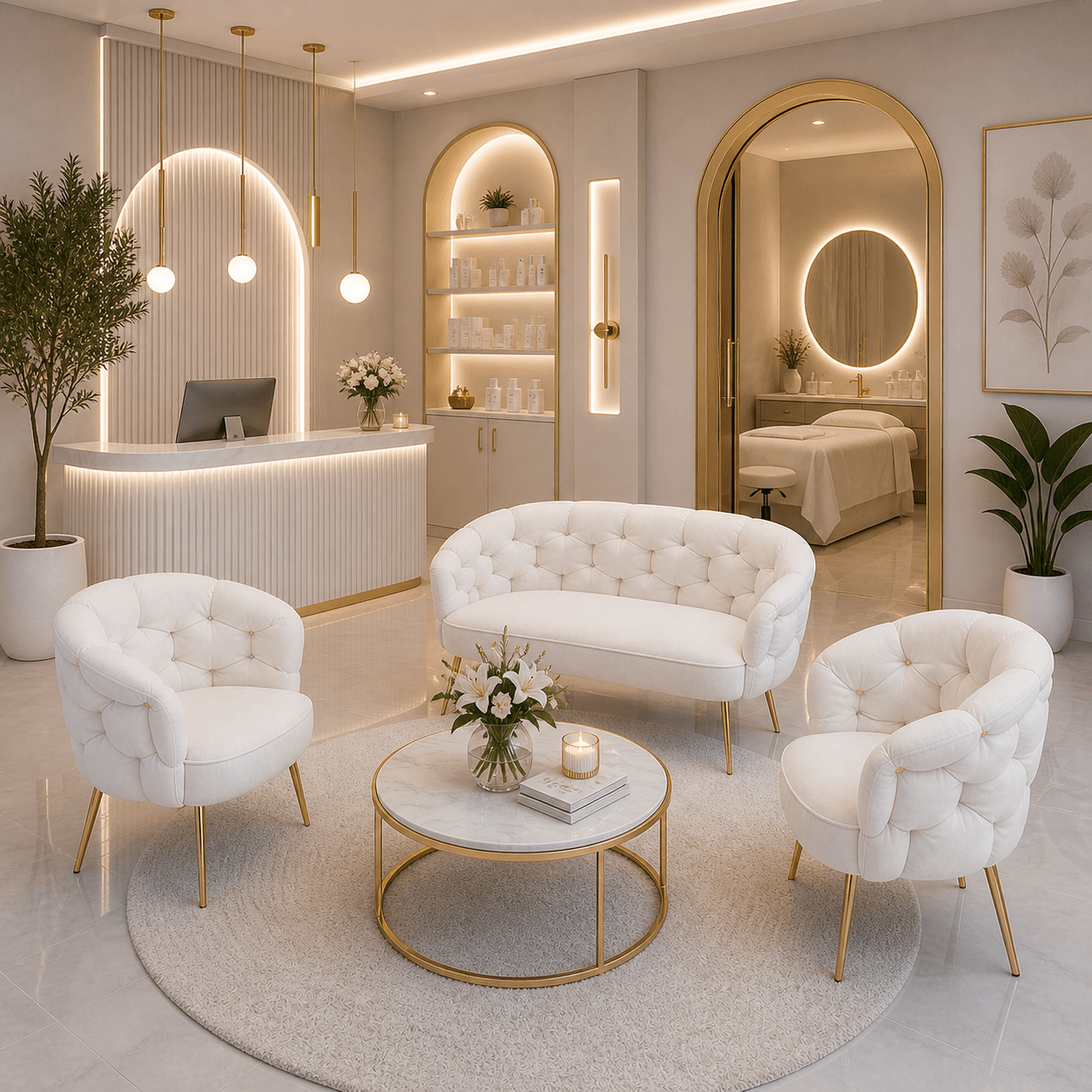 beauty luxury balon koltuk takımı beyaz