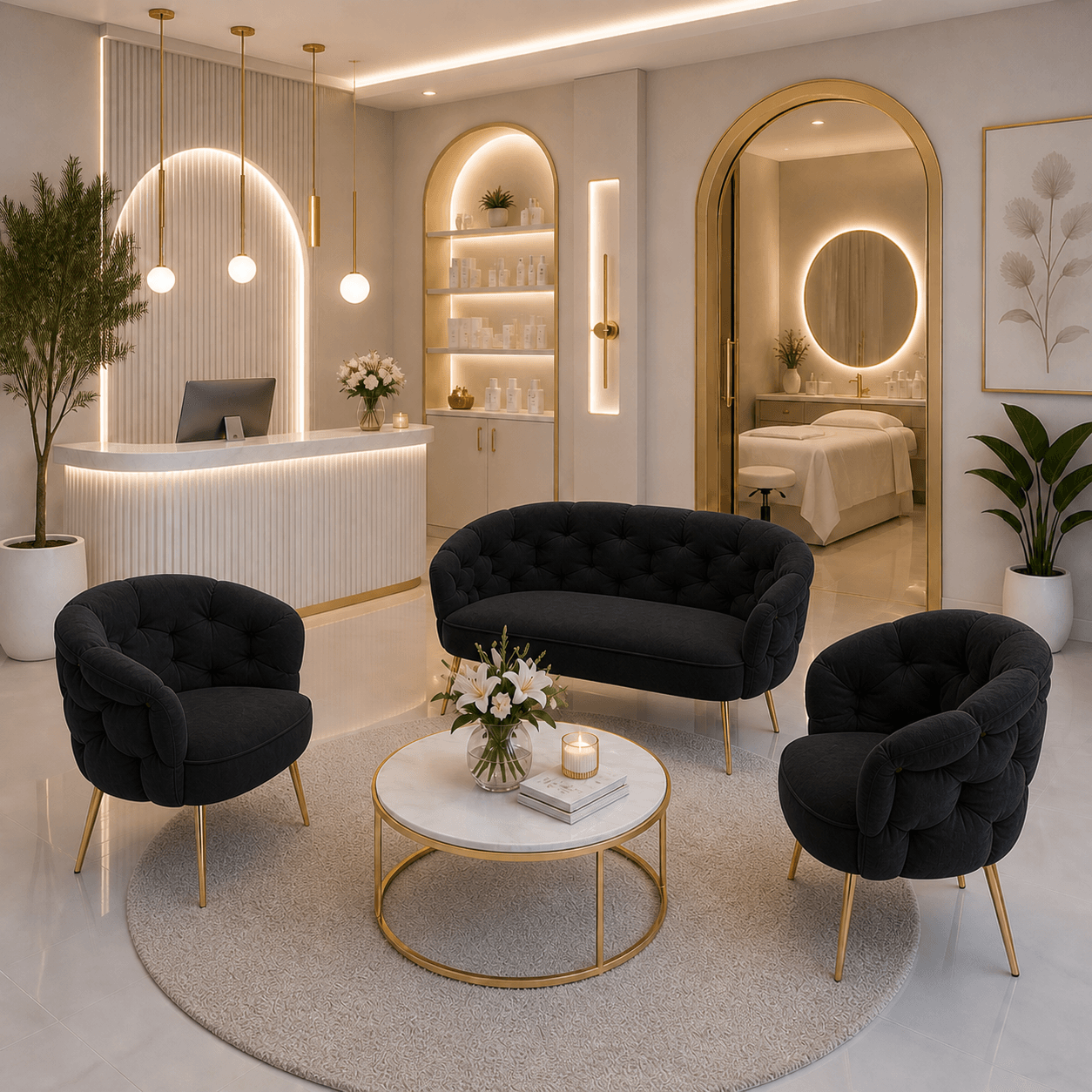 beauty luxury siyah balon koltuk takımı
