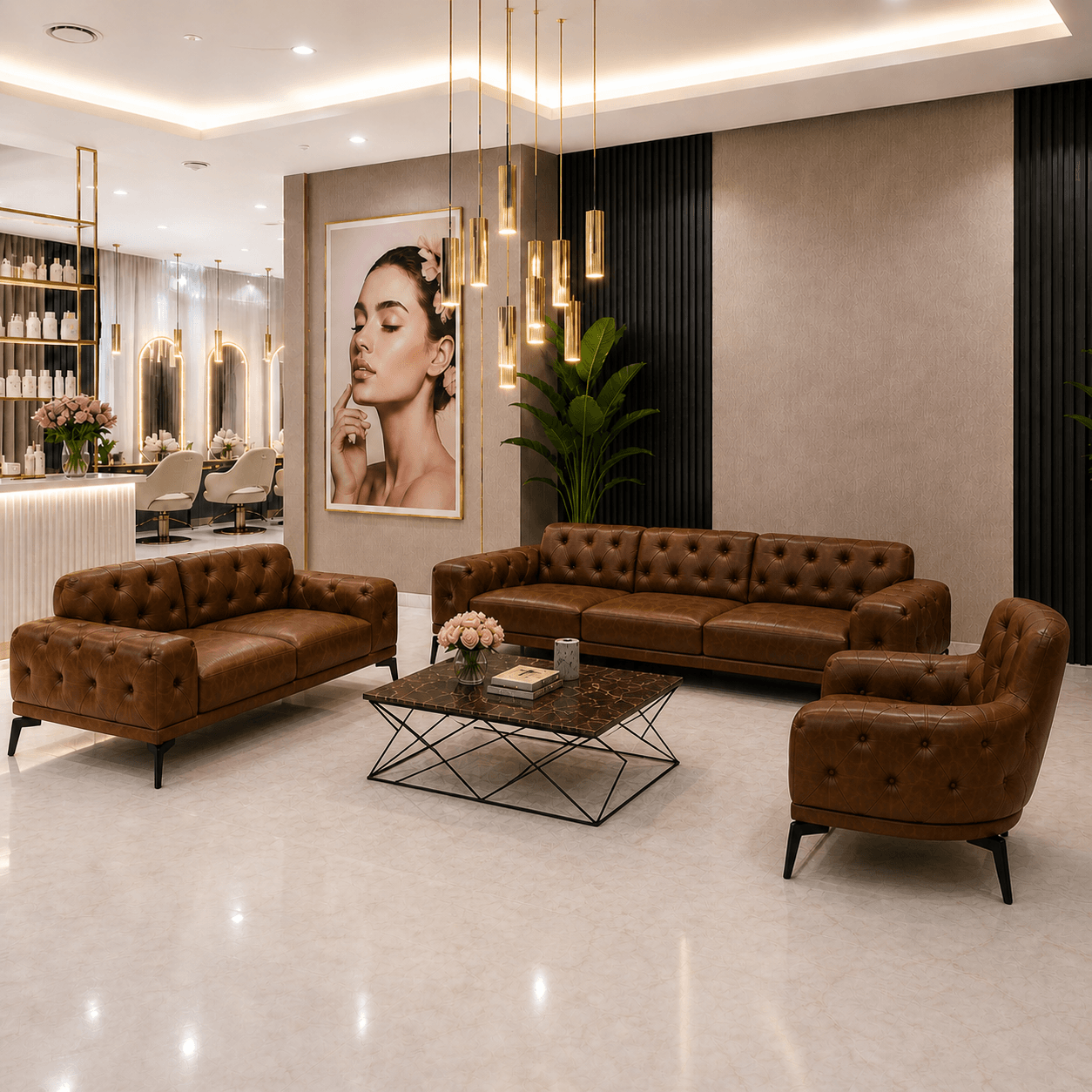 beauty luxury italiano siyah deri koltuk takımı