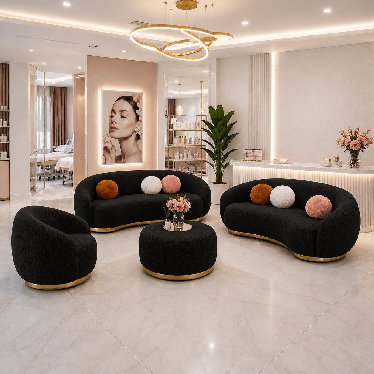 beauty luxury siyah fasulye koltuk takımı