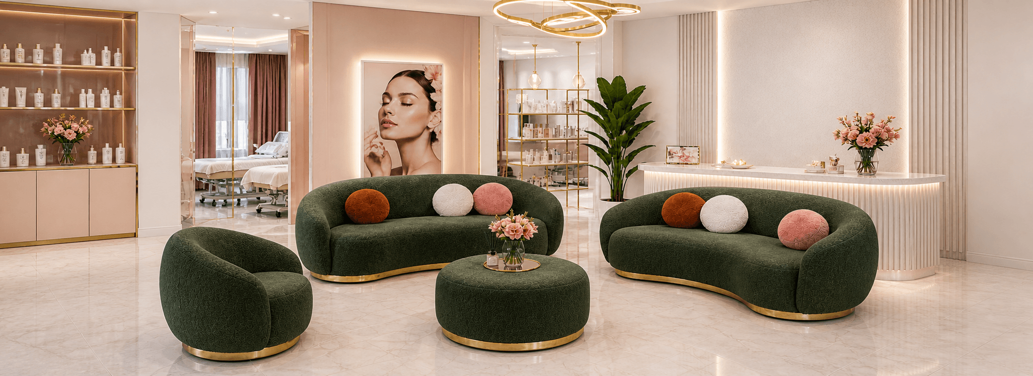 beauty luxury yeşil fasulye koltuk takımı