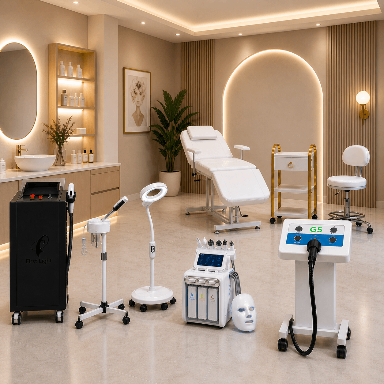 güzellik merkezi cihaz paketi basic salon odası